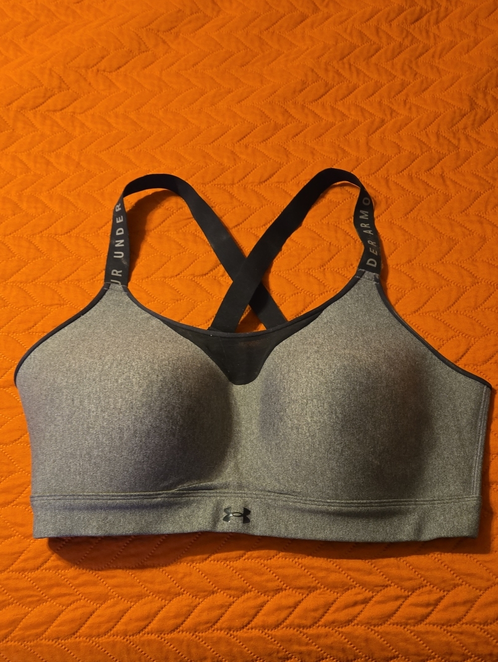 Under Armour Gray Molded-Cup Support Sports Bra with Crisscross Straps